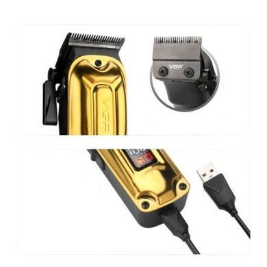 Машинка для стрижки з LED-дисплеєм та 4 змінними насадками 2500 mAh VGR V-138 GOLD Золота
