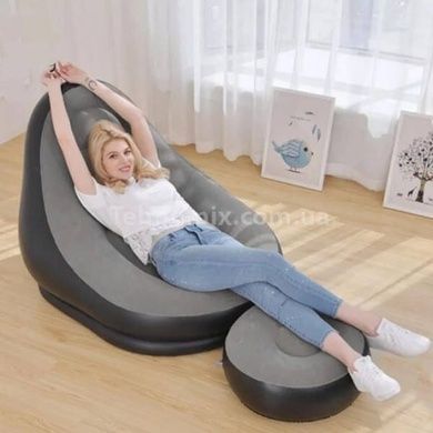 Надувной диван AIR SOFA | Надувное велюровое кресло с пуфиком Фиолетовый