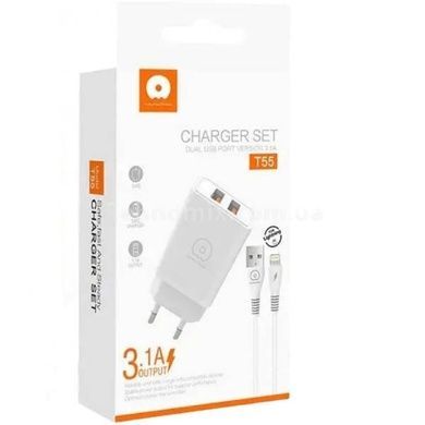 Сетевое зарядное устройство WUW T55 + Кабель Lightning