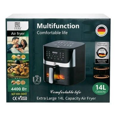 Аерогриль на 2 тіни з чашею 14л Prime Kitchen AF1012DT Чорний із сірим