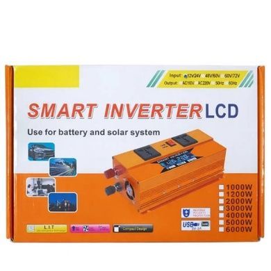 Преобразователь напряжения с 12V/24V&rarr;220V 3000W с дисплеем EYURAN EY-3000W Оранжевый
