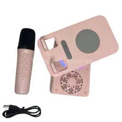 Підставка для телефону з мікрофоном караоке Microphone speaker set K18 Рожевий