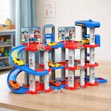 Трек паркування дитячий ігровий на 75 деталей та 3 машинки Childrens Rail Car Різнокольоровий