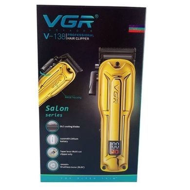 Машинка для стрижки з LED-дисплеєм та 4 змінними насадками 2500 mAh VGR V-138 GOLD Золота