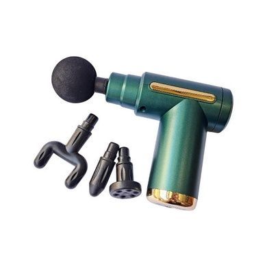 Масажер ручний акумуляторний із змінними насадками Fascial Gun RF-723X Зелений