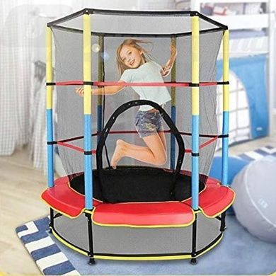 Батут дитячий розкладний із захисною сіткою 140*185см JumpFit Trampoline-04 Чорний
