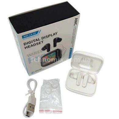 Бездротові навушники з дисплеєм LX10 TWS Earbuds LED White
