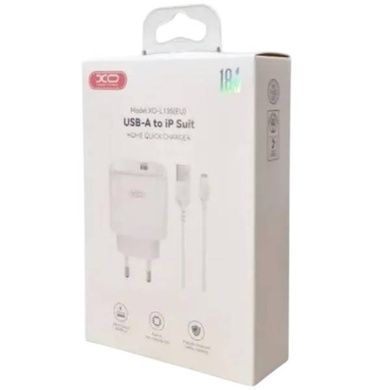 Мережевий зарядний пристрій XO L135 QC18W Lightning cable Біле