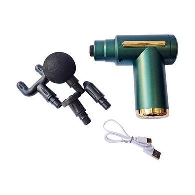 Масажер ручний акумуляторний із змінними насадками Fascial Gun RF-723X Зелений