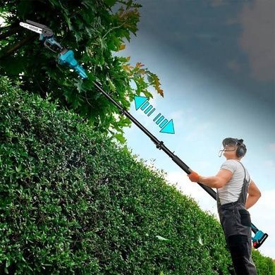 Пила ланцюгова акумуляторна 6" з подовжувачем-висорізом 24V Чорна з блакитним