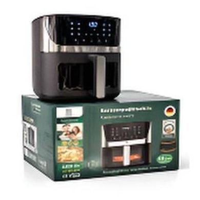 Аерогриль на 2 тіни з чашею 14л Prime Kitchen AF1012DT Чорний із сірим