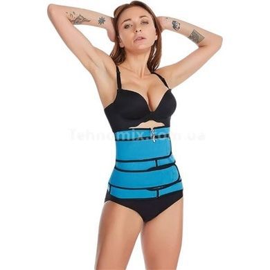 Утягивающий пояс для похудения Waist training corset Голубой-черный S
