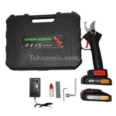 Секатор аккумуляторный с 2 аккумуляторами 48V в чемодане Lithium Scissors Черный с красным