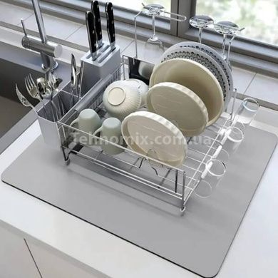 Коврик для сушки посуды супервпитывающий нескользящий 30*30см Серый