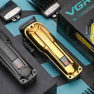 Машинка для стрижки з LED-дисплеєм та 4 змінними насадками 2500 mAh VGR V-138 GOLD Золота