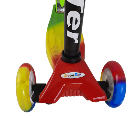 Самокат дитячий Best Scooter 0072Е колеса PU світяться Зелено-жовто-червоний