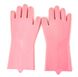 Силіконові рукавички для миття і чищення Magic Silicone Gloves з ворсом Пудрові