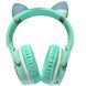 Беспроводные Bluetooth наушники с кошачьими ушками LED SP-25 Зеленые