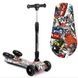 Самокат трехколесный с парогенератором и музыкой, складной руль Best Scooter MAXI Цветные граффити