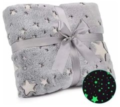 Детское флуоресцентное одеяло Звёзды Magic Blanket 100Х150 Серое