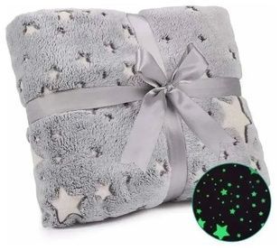 Дитяча флуоресцентна ковдра Зірки Magic Blanket 100Х150 Сіра