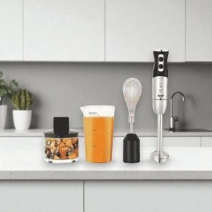 Блендер погружной с измельчителем 4в1 600мл 1600Вт Blender Set R.3008 Черный