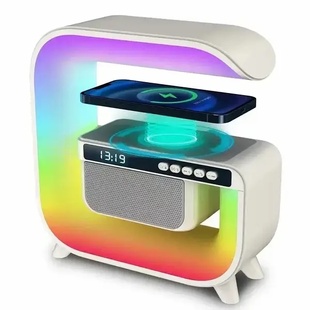 Нічник акумуляторний з колонкою та бездротовою зарядкою G3 Smart Light Sound Machine Білий