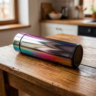 Термос із нержавіючої сталі з індикатором температури 500мл ShineCup EL-335X Золотий з градієнтом