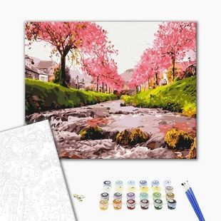 Картина за номерами Річка біля сакури BS25577