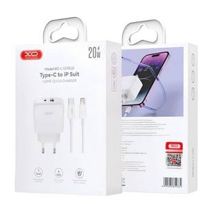 Мережевий зарядний пристрій блок живлення XO L137 PD20W/QC18W 1USB-A+1USB-C Fast Charging Charger with Lightning cable