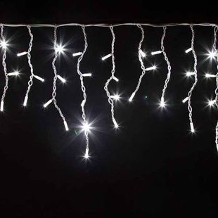 Гірлянда вулична бахрома прозорий провід 120LED 5м Біла