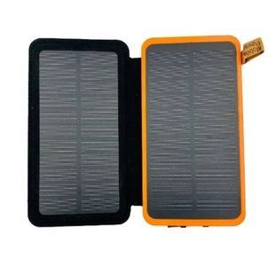 Power Bank із двома сонячними панелями для автономної зарядки 10000 mAh Чорний з помаранчевим