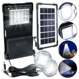 Портативна сонячна станція 2LED-лампи із сонячною панеллю USB GDLITE GD-07A Чорна