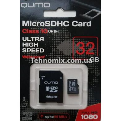 Карта памяти QUMO 32 Gb Class 10 UHS-1 с SD адаптером