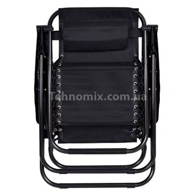 Крісло-шезлонг складаний з підголівником для відпочинку 2в1 60*178*102см Чорне