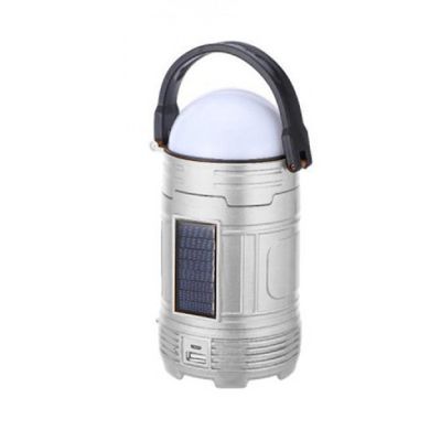 Лампа-ліхтар для кемпінгу з сонячною батареєю Camping DC-5812 Срібло