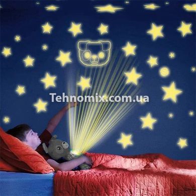 Дитяча плюшева іграшка Ведмідь нічник-проектор зоряного неба Star Belly Коричневий