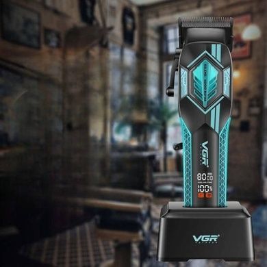 Машинка для стрижки аккумуляторная со сменными насадками VGR-119 GREEN Черная с зеленым