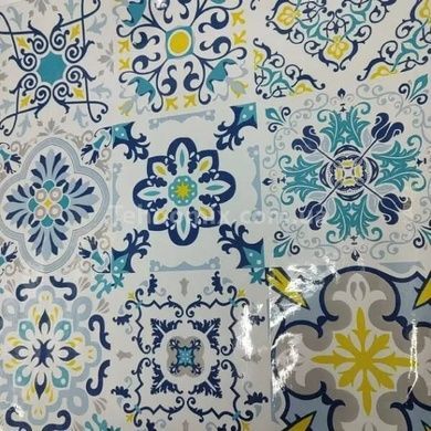 Самоклеящаяся пленка для кухонных поверхностей восточный орнамент 0,60*3м Желто-синий