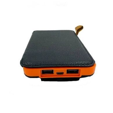 Power Bank із двома сонячними панелями для автономної зарядки 10000 mAh Чорний з помаранчевим