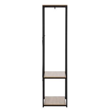 Стійка-вішалка з полицями для одягу та взуття Loft System Чорна з коричневим