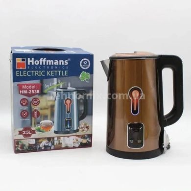 Електрочайник з чашею з нержавіючої сталі всередині Hoffmans 2,5L 1800W HM-2538 Коричневий