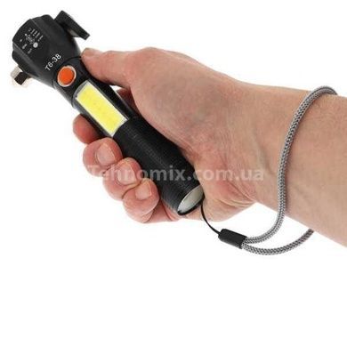 Фонарь ручной аварийный t6 -28LED USB + стеклобой Синий