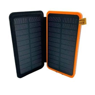 Power Bank із двома сонячними панелями для автономної зарядки 10000 mAh Чорний з помаранчевим