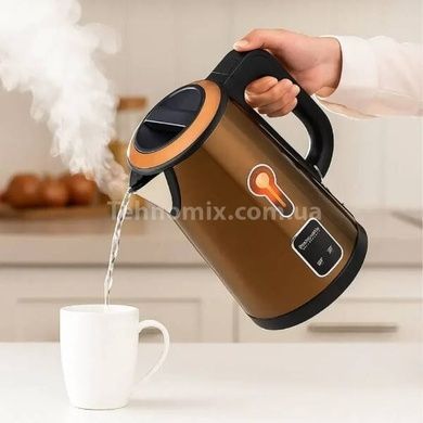 Електрочайник з чашею з нержавіючої сталі всередині Hoffmans 2,5L 1800W HM-2538 Коричневий