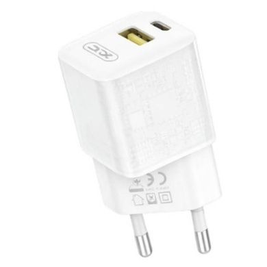 Сетевое зарядное устройство блок питания XO CE05 PD30W+QC3.0 18W fast charger with Type-c cable Белое