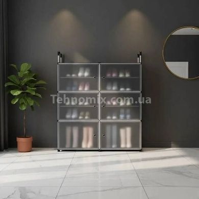 Полка для обуви закрытая разборная 82*28*108см AND LY-1046 Черная с белым