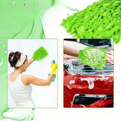 Перчатка из микрофибры для уборки и мытья автомобиля Салатовая