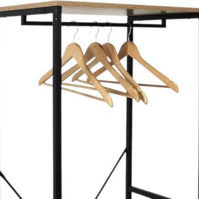 Стійка-вішалка з полицями для одягу та взуття Loft System Чорна з коричневим