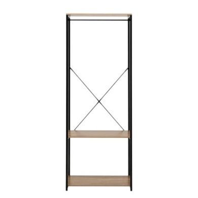 Стійка-вішалка з полицями для одягу та взуття Loft System Чорна з коричневим